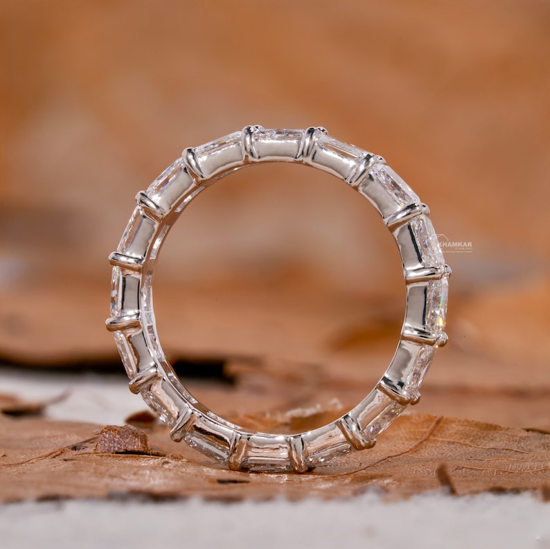 Radiant Cut Lab Grown Diamond Full Eternity Band,East West Diamond Wedding Band,Stackable Band for Women,Anniversary Bands,Gift For Her