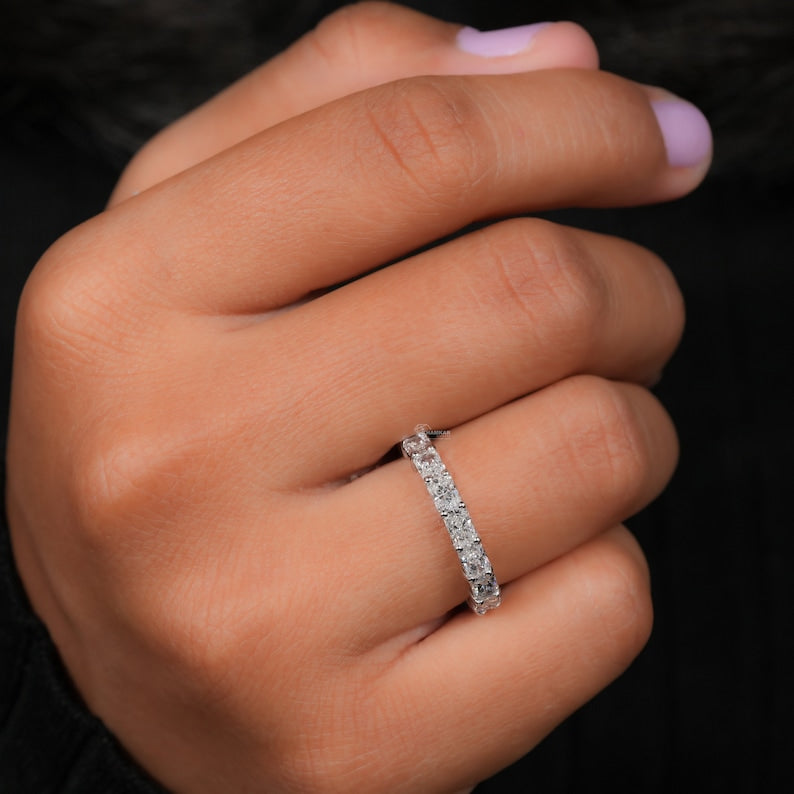 Radiant Cut Lab Grown Diamond Full Eternity Band,East West Diamond Wedding Band,Stackable Band for Women,Anniversary Bands,Gift For Her