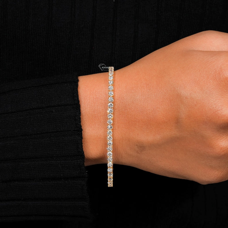 4.00TCW Round Cut Lab Grown Diamond Bracelet,Diamond Tennis Bracelet For Women,Lab Made Diamond Bracelet,Gift for Mother/Wife,Birthday Gifts