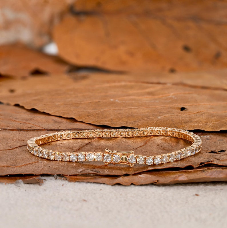 4.00TCW Round Cut Lab Grown Diamond Bracelet,Diamond Tennis Bracelet For Women,Lab Made Diamond Bracelet,Gift for Mother/Wife,Birthday Gifts