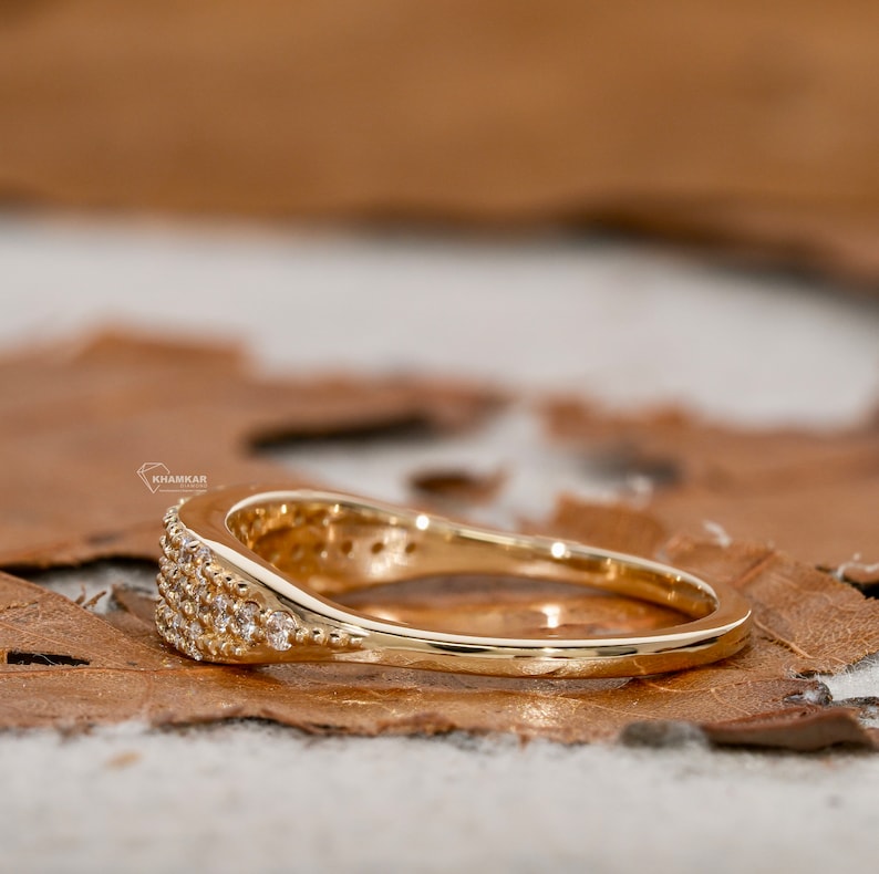 14K Gold Minimalist Pinky Ring | Pave Diamond Anniversary Gift