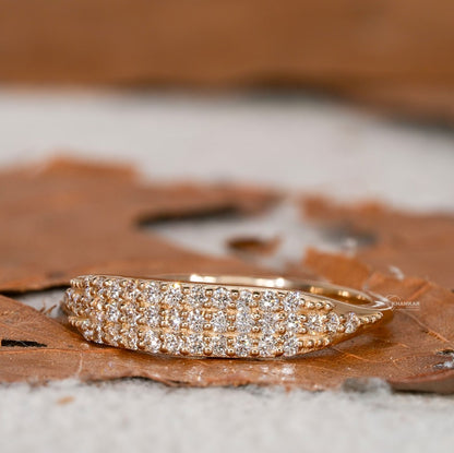 14K Gold Minimalist Pinky Ring | Pave Diamond Anniversary Gift