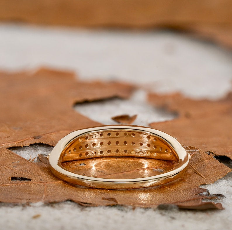 14K Gold Minimalist Pinky Ring | Pave Diamond Anniversary Gift