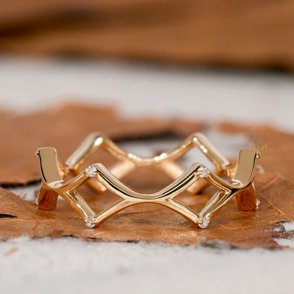 14K Gold Lab Grown Diamond Criss Cross X Ring