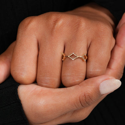14K Gold Lab Grown Diamond Criss Cross X Ring