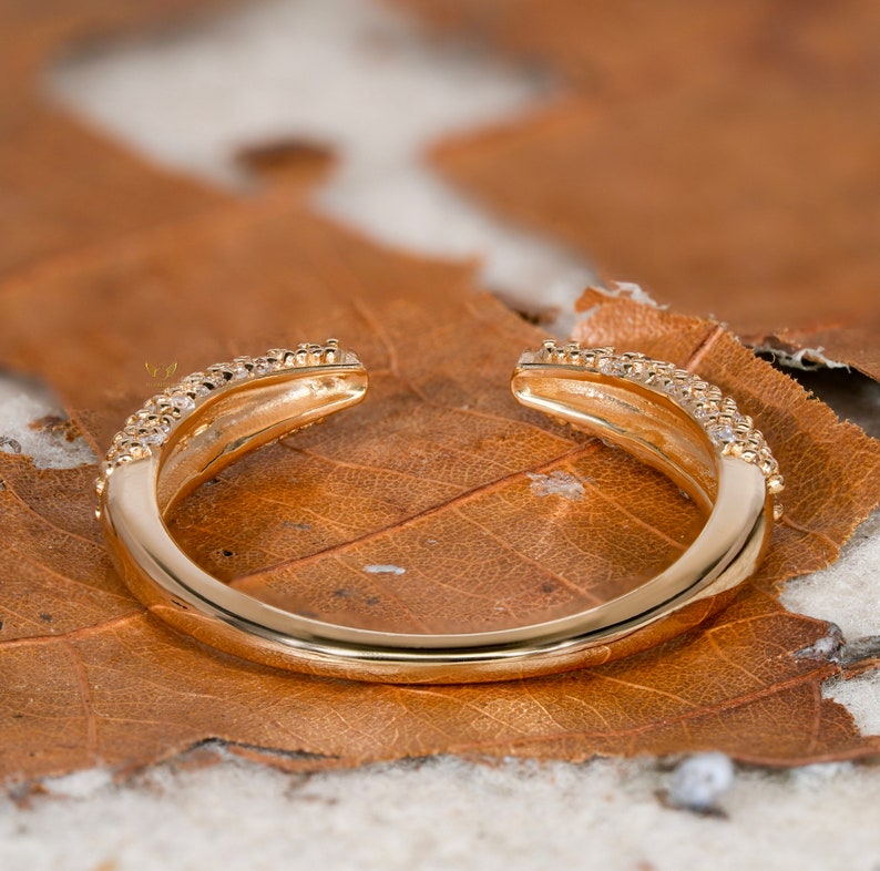 14K Gold Micro Pave Diamond Open Gap Wedding Band