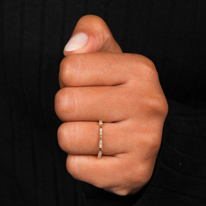 Round Lab Diamond Bubble Band – 14K Gold Stackable Ring