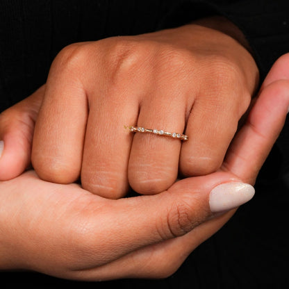 Round Lab Diamond Bubble Band – 14K Gold Stackable Ring