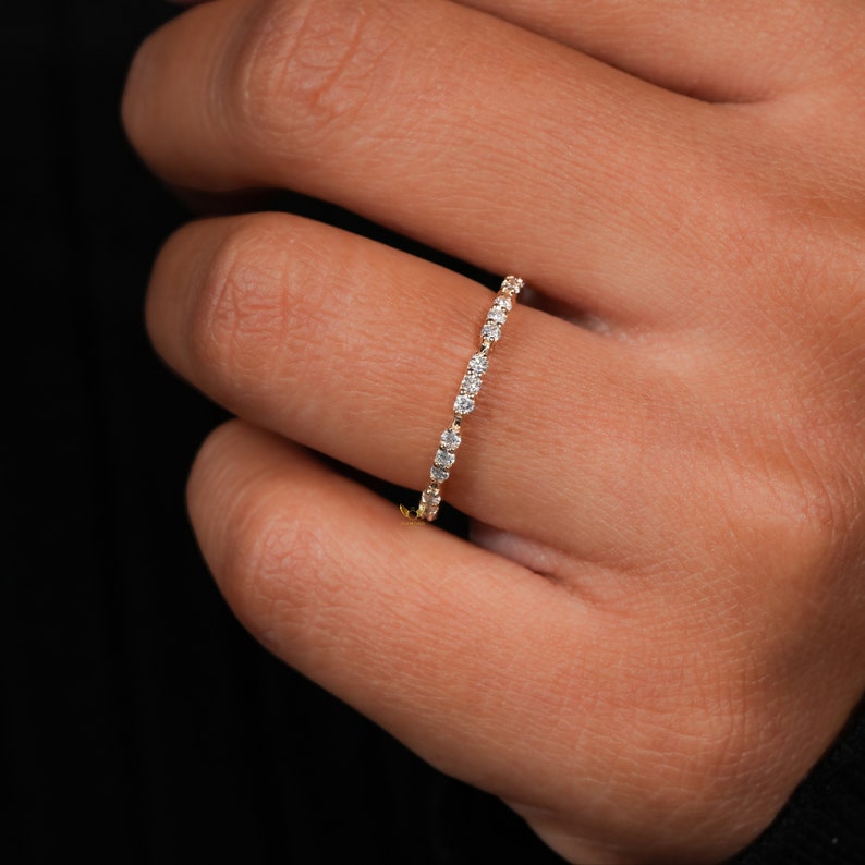 14K Gold Lab Diamond Full Eternity Pave Wedding Band