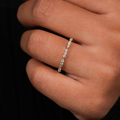 14K Gold Lab Diamond Full Eternity Pave Wedding Band