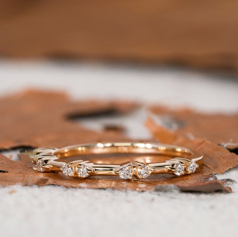 Round Lab Diamond Bubble Band – 14K Gold Stackable Ring