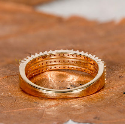 Lab Diamond Micro Pave Bold Band Ring |Wedding Anniversary Ring