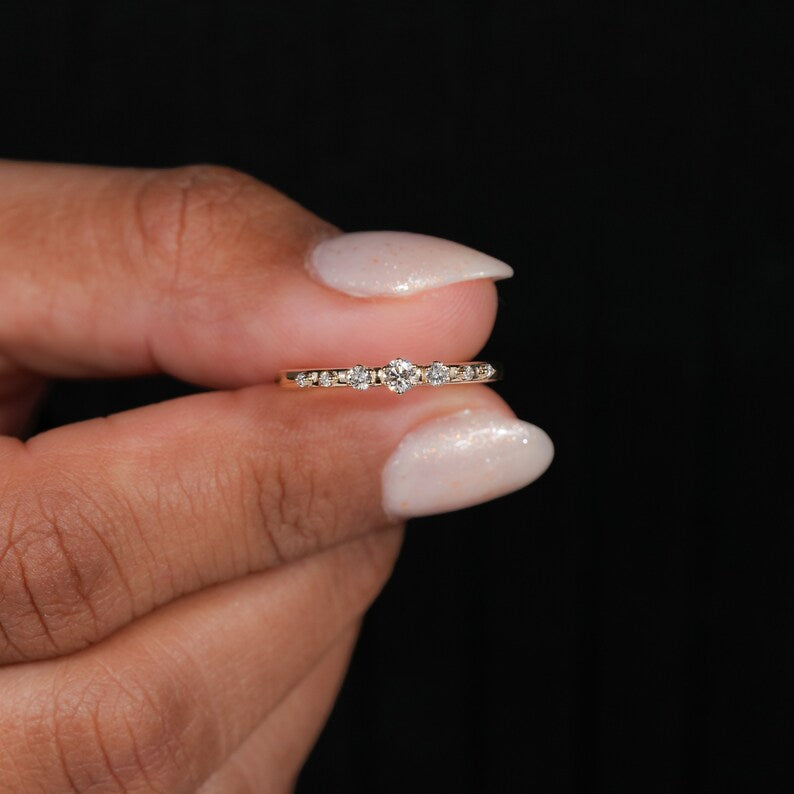 14K Gold Lab Grown Diamond 7-Stone Wedding Ring