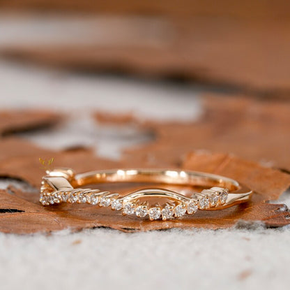 14K Gold Lab Grown Diamond Thin Wavy Stacking Ring