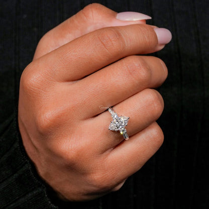 Marquise Lab Diamond Ring – 1–2 CT Twisted Three Stone Engagement ring