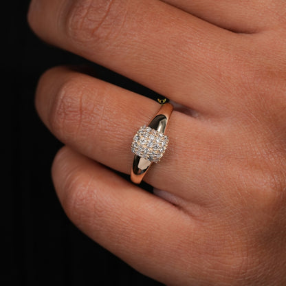 Lab Grown Diamond Signet Ring – 14K Gold Pave Minimal Ring