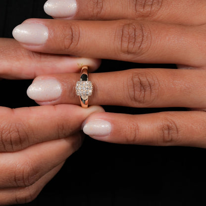 Lab Grown Diamond Signet Ring – 14K Gold Pave Minimal Ring