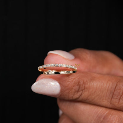Lab Diamond Double Band Ring – 14K Gold Minimal Half Eternity Ring