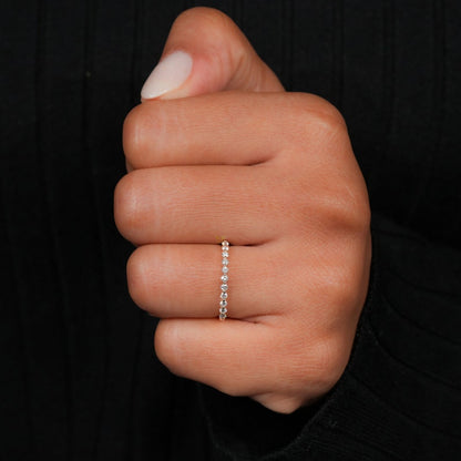 14K Gold Lab Diamond Pave Floating Wedding Ring