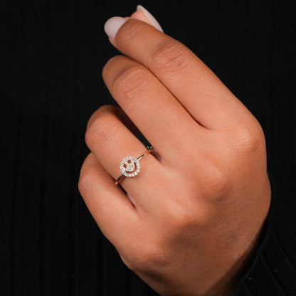 Smiley Face Diamond Ring 14K Gold Minimalist Daily Wear Ring