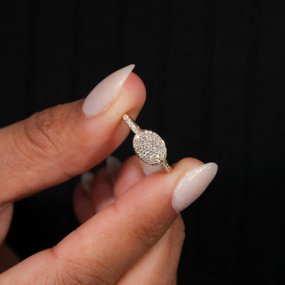 Oval Lab Grown Diamond Signet Ring in 14K Yellow Gold