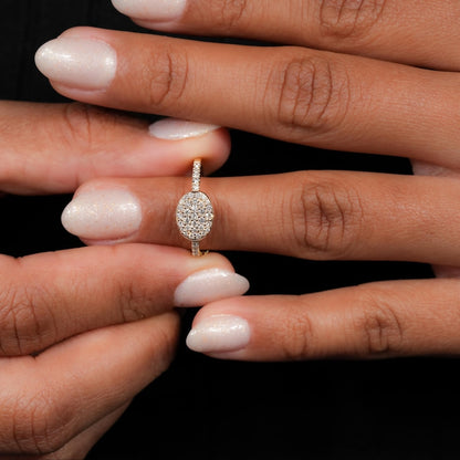 Oval Lab Grown Diamond Signet Ring in 14K Yellow Gold