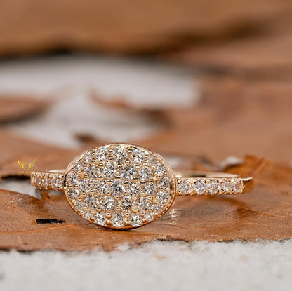 Oval Lab Grown Diamond Signet Ring in 14K Yellow Gold