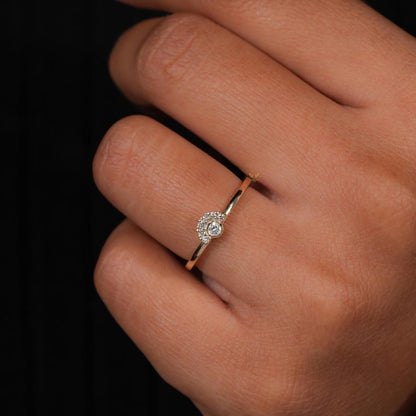 Minimal Bezel Set Diamond Ring – 14K Gold Promise Ring