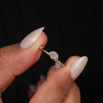 Minimal Bezel Set Diamond Ring – 14K Gold Promise Ring