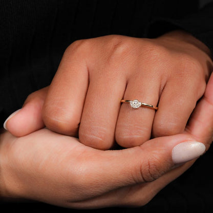 Minimal Bezel Set Diamond Ring – 14K Gold Promise Ring