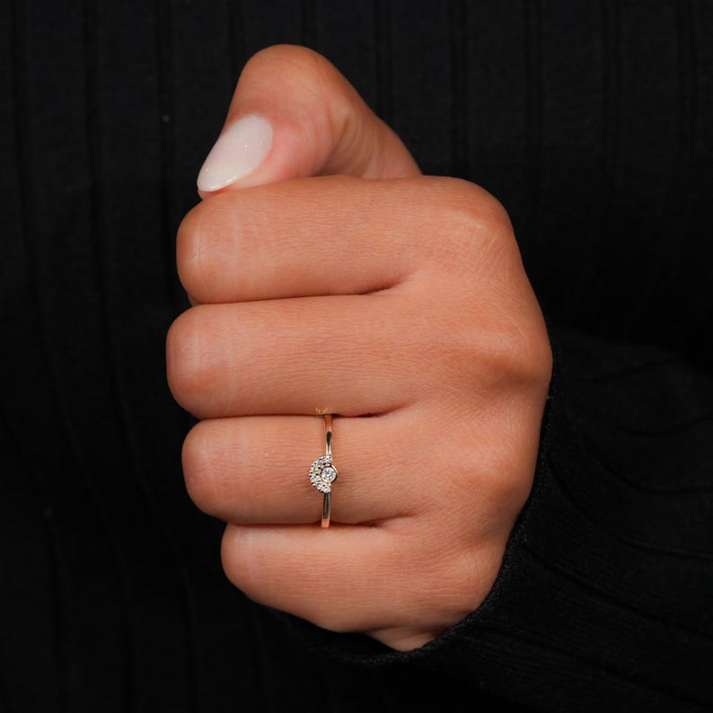 Minimal Bezel Set Diamond Ring – 14K Gold Promise Ring