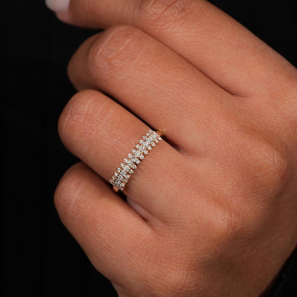 Lab Grown Diamond 3-Row Half Eternity Wedding Band