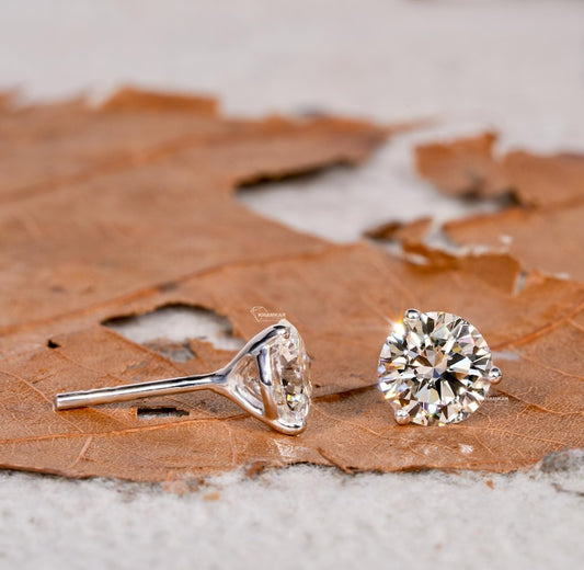 Round Cut Lab Grown Diamond Stud Earrings – Screw Back