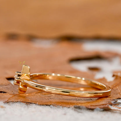 Lab Diamond Star Ring 14K Gold Minimalist Celestial Ring