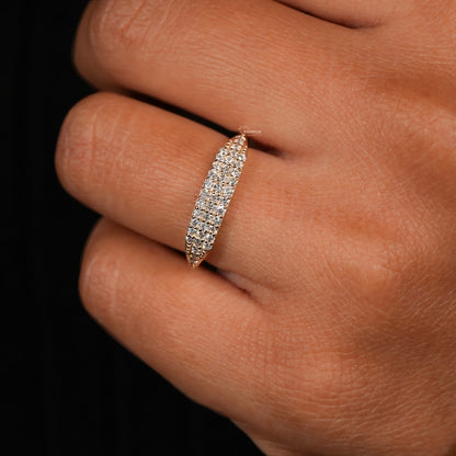 14K Gold Minimalist Pinky Ring | Pave Diamond Anniversary Gift
