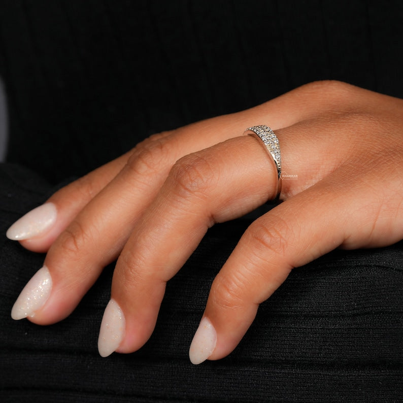 14K Gold Minimalist Pinky Ring | Pave Diamond Anniversary Gift