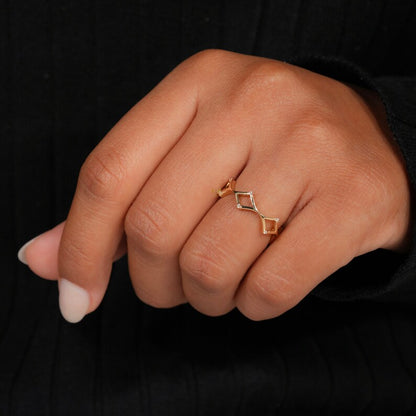 14K Gold Lab Grown Diamond Criss Cross X Ring