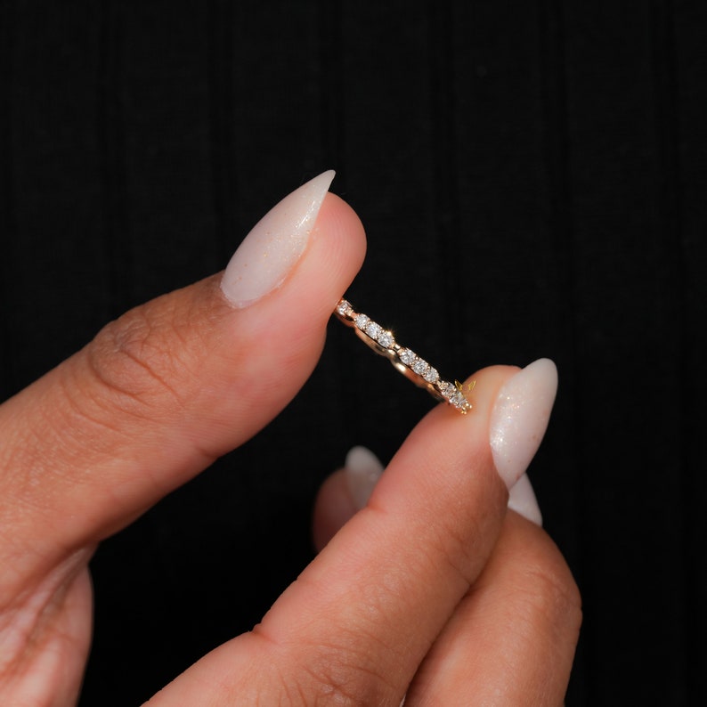 14K Gold Lab Diamond Full Eternity Pave Wedding Band