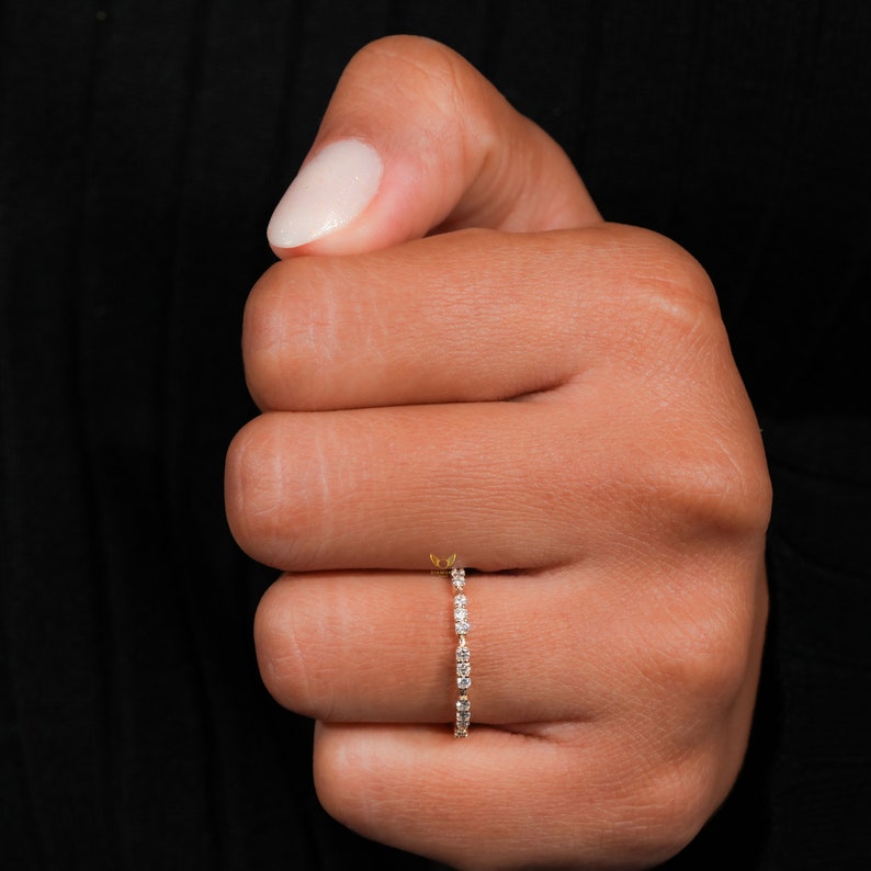 14K Gold Lab Diamond Full Eternity Pave Wedding Band