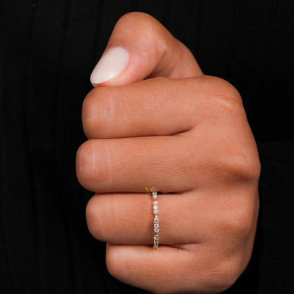 14K Gold Lab Diamond Full Eternity Pave Wedding Band