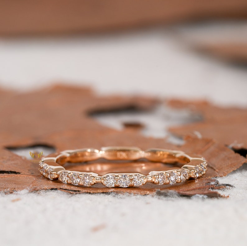 14K Gold Lab Diamond Full Eternity Pave Wedding Band