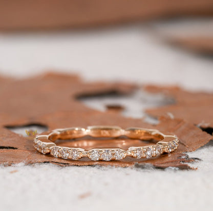 14K Gold Lab Diamond Full Eternity Pave Wedding Band