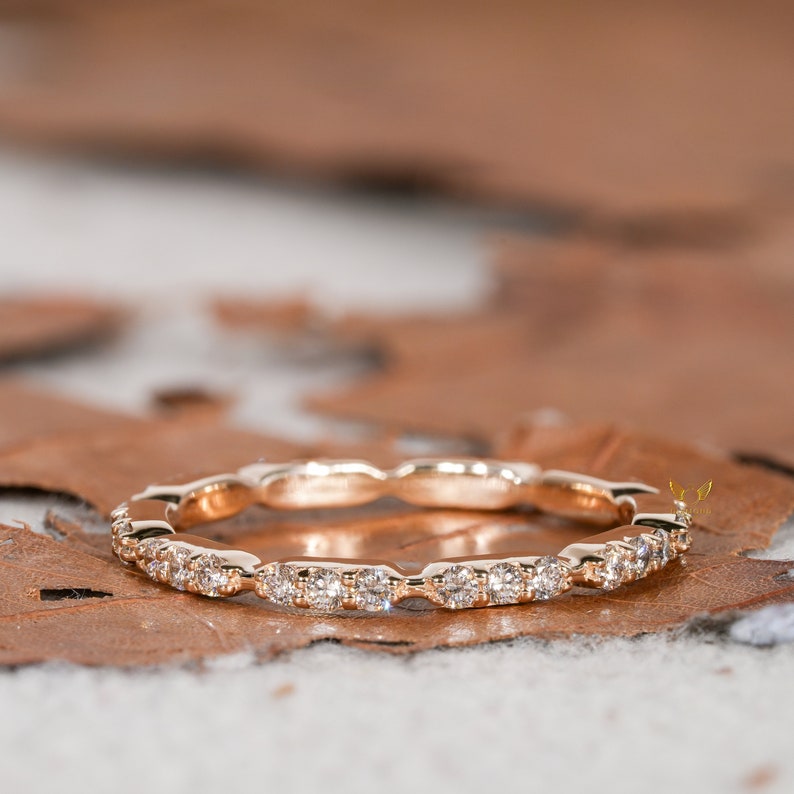 14K Gold Lab Diamond Full Eternity Pave Wedding Band