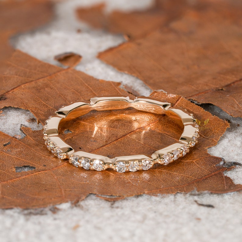14K Gold Lab Diamond Full Eternity Pave Wedding Band