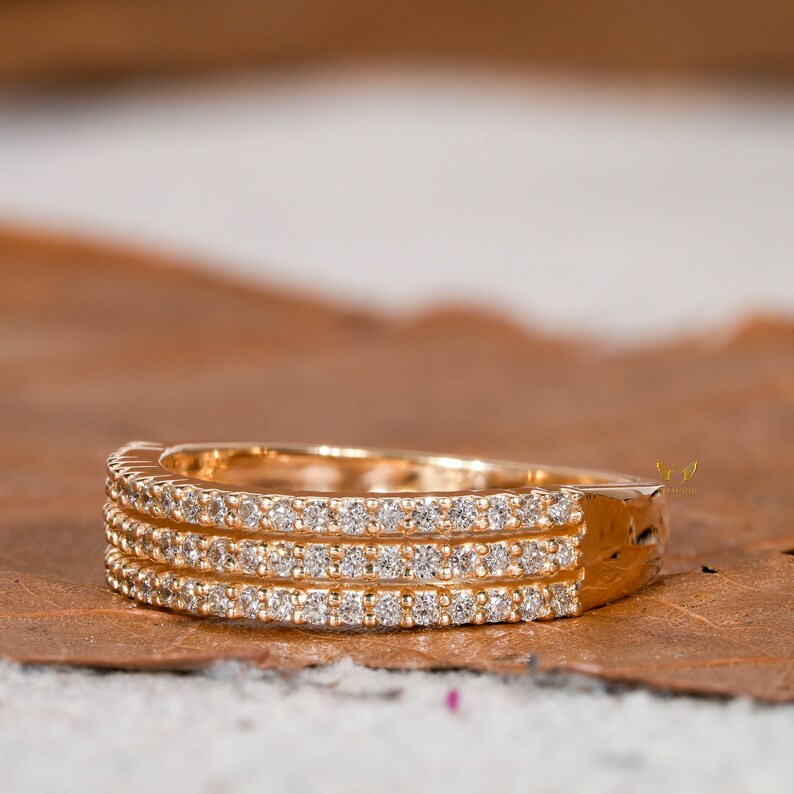 Lab Diamond Micro Pave Bold Band Ring |Wedding Anniversary Ring