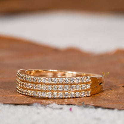 Lab Diamond Micro Pave Bold Band Ring |Wedding Anniversary Ring