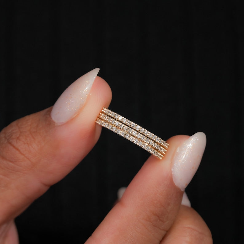 Lab Diamond Micro Pave Bold Band Ring |Wedding Anniversary Ring