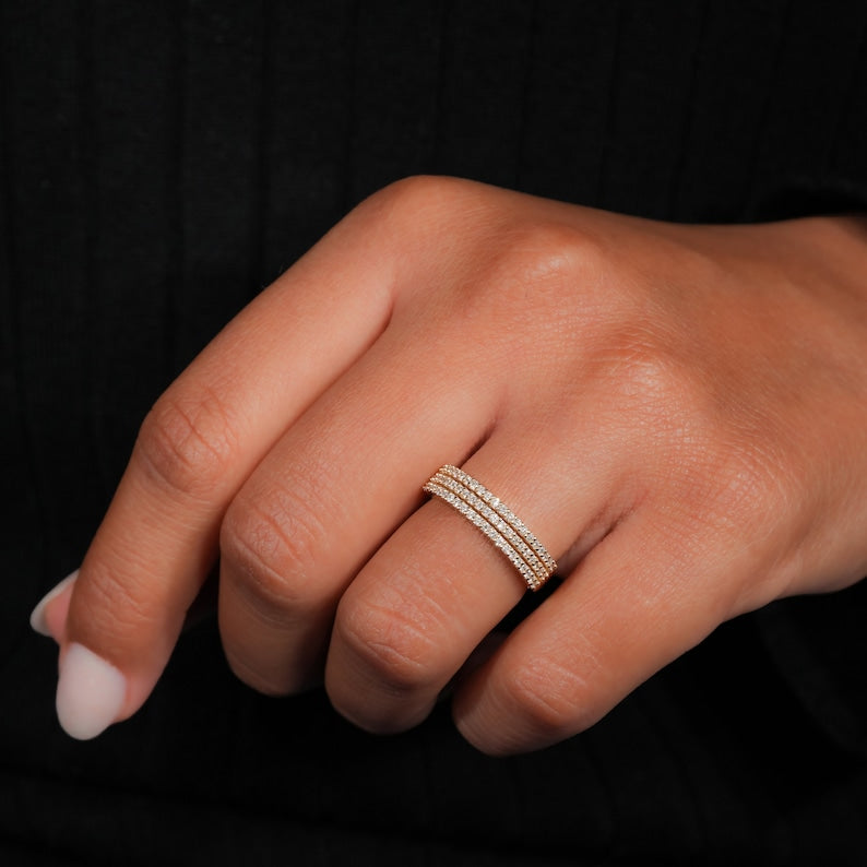 Lab Diamond Micro Pave Bold Band Ring |Wedding Anniversary Ring