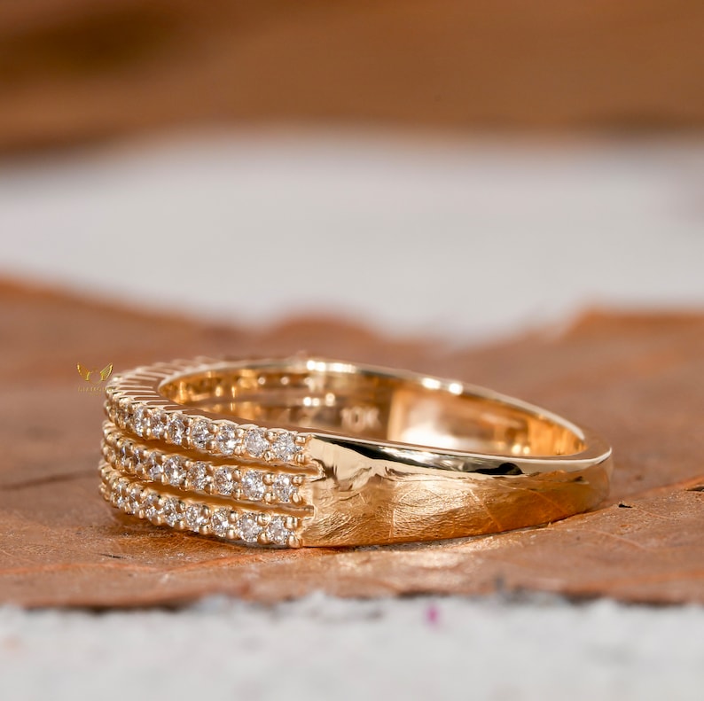 Lab Diamond Micro Pave Bold Band Ring |Wedding Anniversary Ring