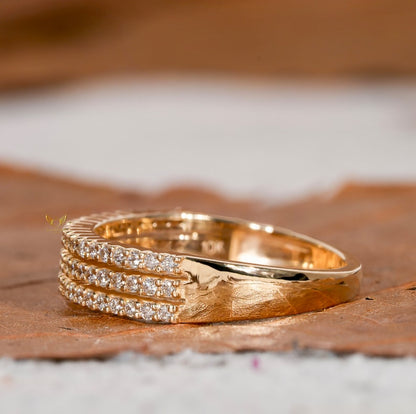 Lab Diamond Micro Pave Bold Band Ring |Wedding Anniversary Ring